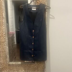 Navy Sleeveless Button-Down Dress